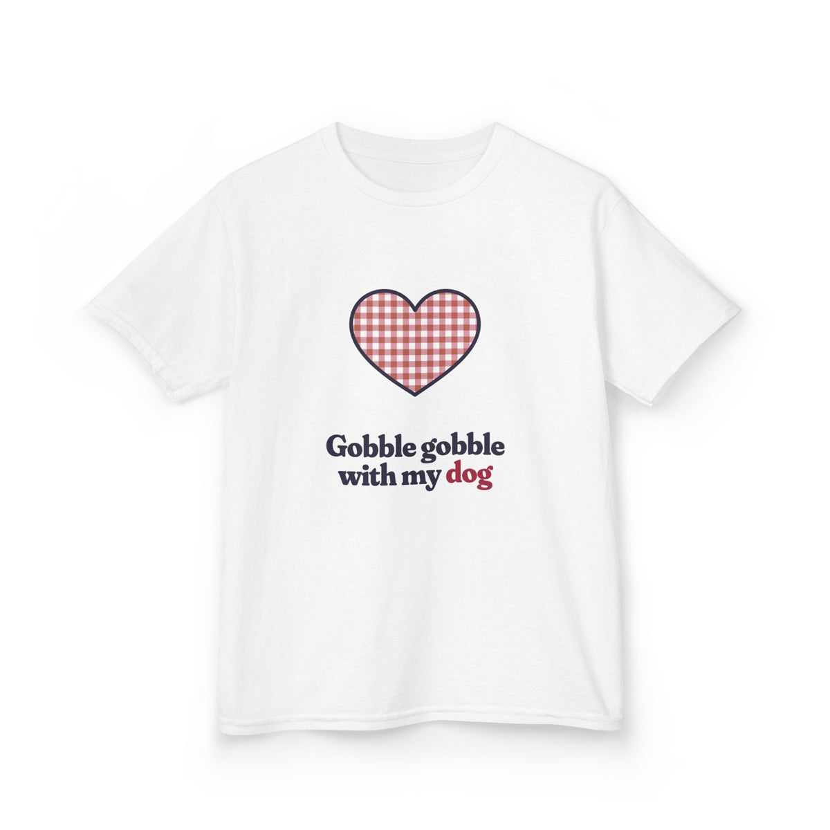 Gobble Gobble With My Dog Kids Tee, Gingham