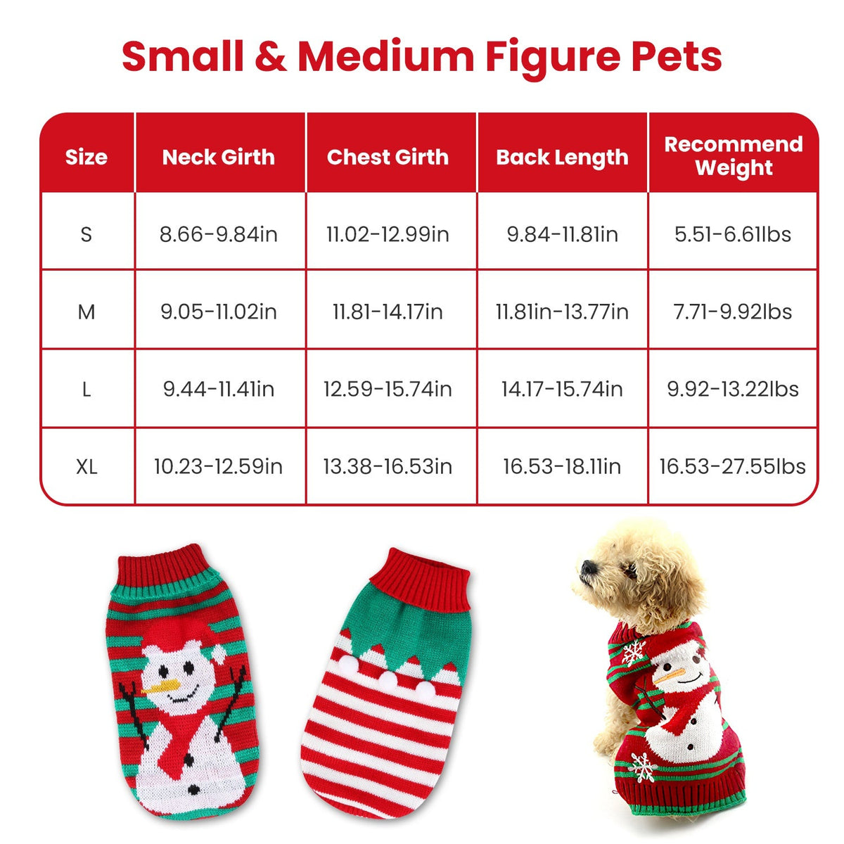 Snowman Stripe Christmas Dog Sweater