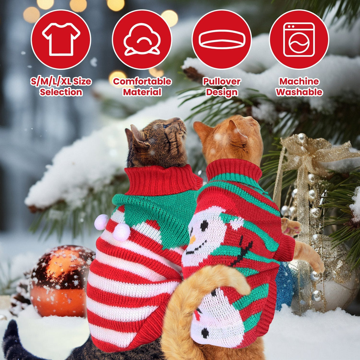 Snowman Stripe Christmas Dog Sweater