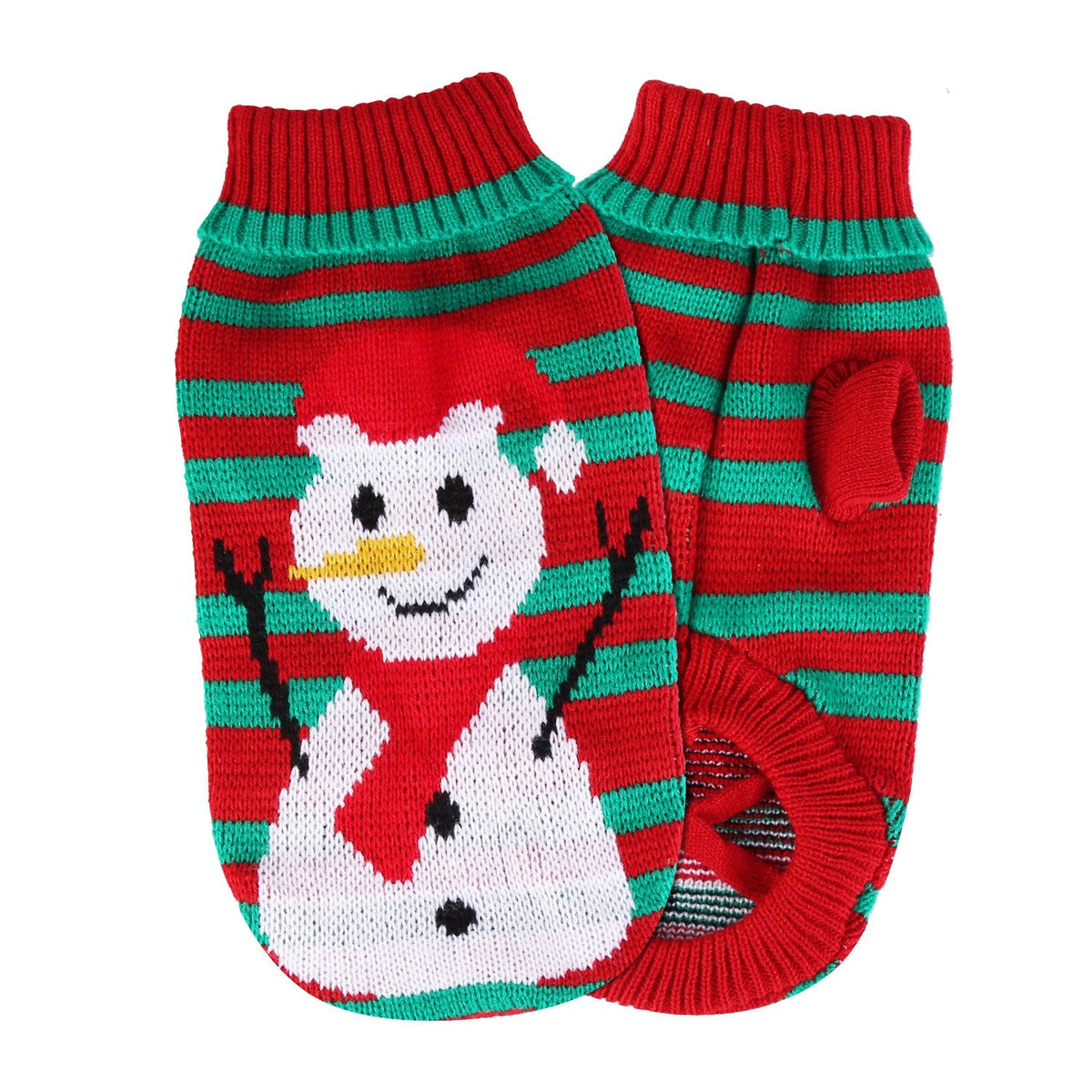 Snowman Stripe Christmas Dog Sweater