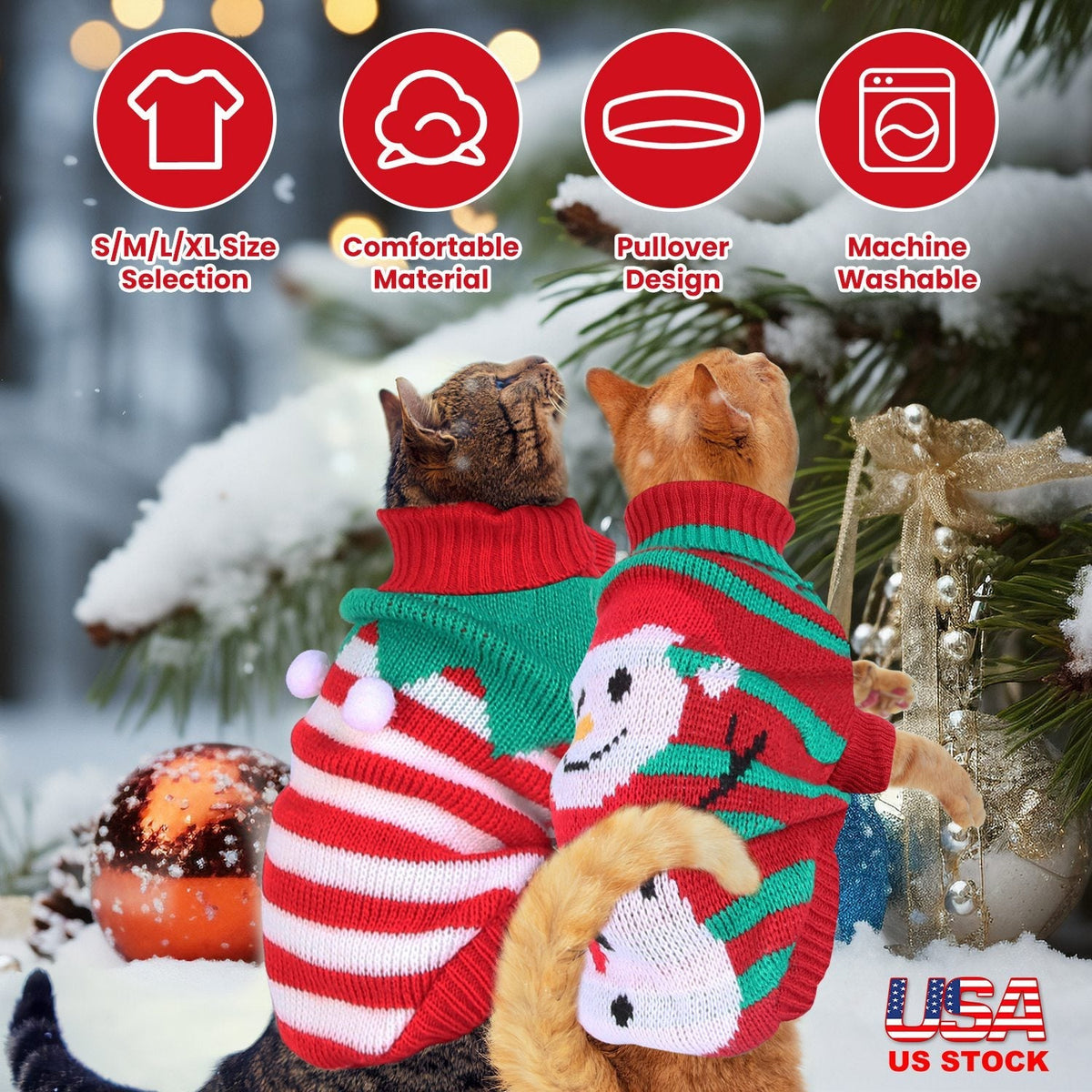 Snowman Stripe Christmas Dog Sweater
