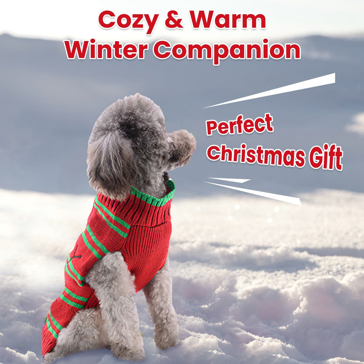 Snowman Stripe Christmas Dog Sweater