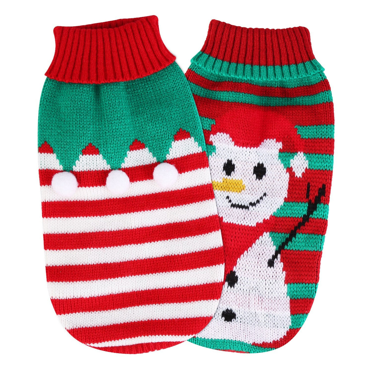 Snowman Stripe Christmas Dog Sweater